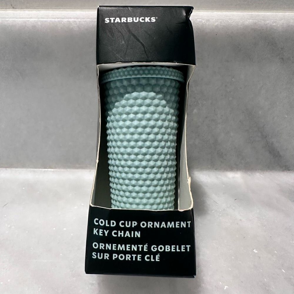 Starbucks Light Blue Cold Cup Geometric Pattern Ornament Keychain